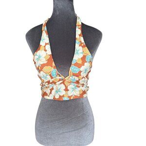 Urban Outfitters Floral Halter Top With Wrap Tie Back - S